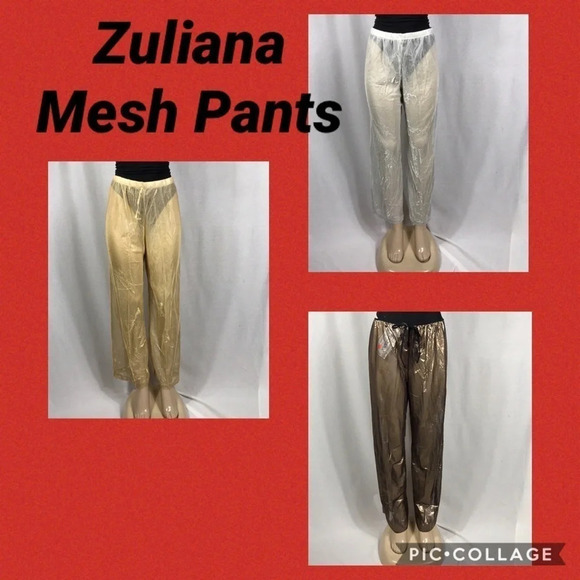 Zuliana Bundle of 3 Metallic Mesh Pants Size XL. Made in USA New With Tags - Picture 2 of 8